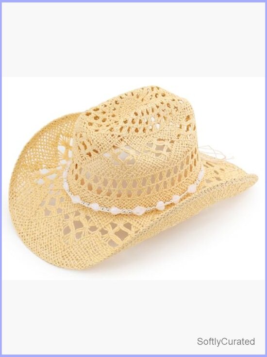 Straw Cowboy Hat with Shapeable Brim, Adjustable